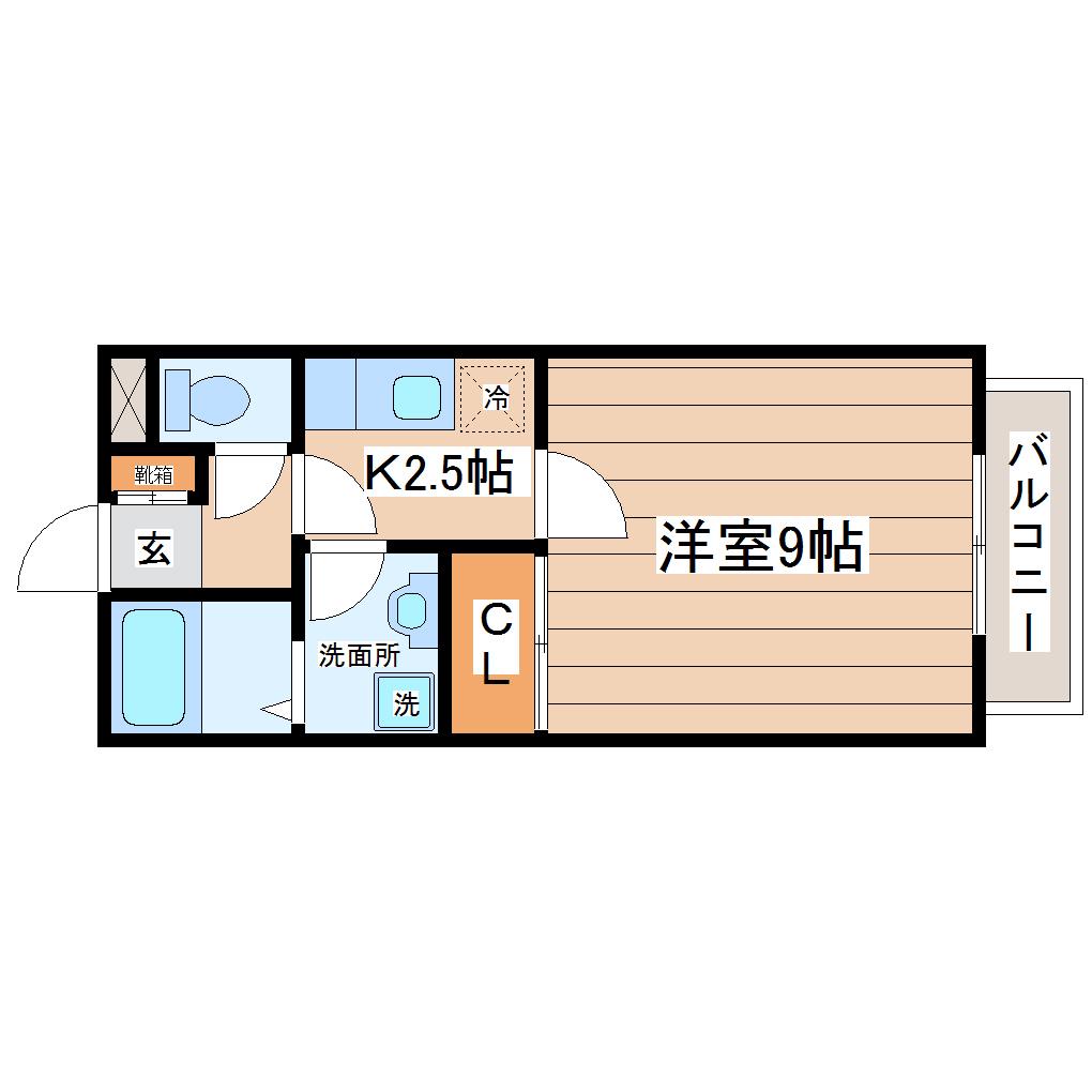 パストラーレ(1K/1階)の間取り写真