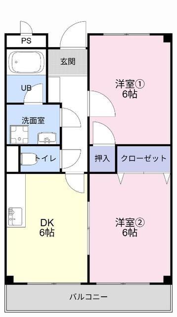 プリエール・ド・リラ(2DK/3階)の間取り写真