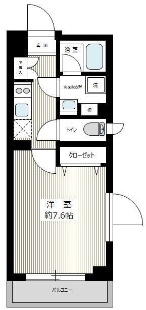 XEBEC下丸子(1K/5階)の間取り写真