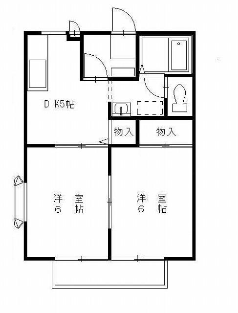 ひまわり G(2DK/2階)の間取り写真