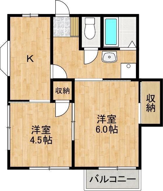 コーポハーブル(2K/2階)の間取り写真