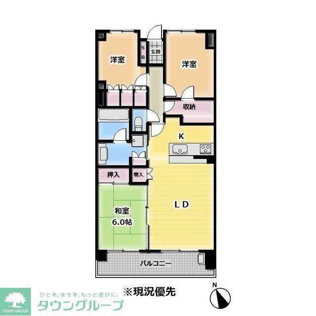 ヴィスタマークス川口新井町(3LDK/2階)の間取り写真