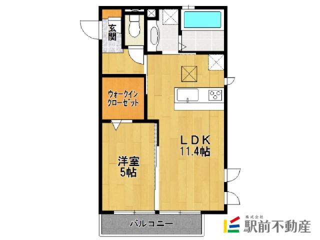 トロイスフィル(1LDK/2階)の間取り写真