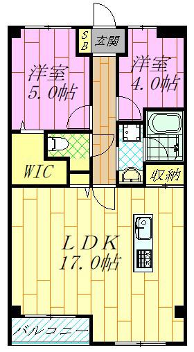 メゾン・ドゥ・グランソレイユ(2LDK/3階)の間取り写真