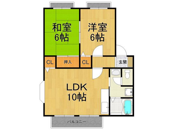 シェモア大畑3(2LDK/2階)の間取り写真