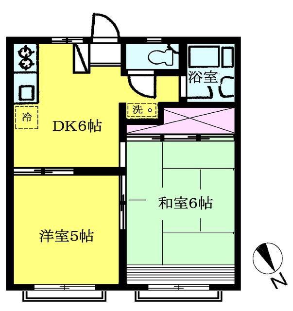パーシモンハイツ(2DK/2階)の間取り写真