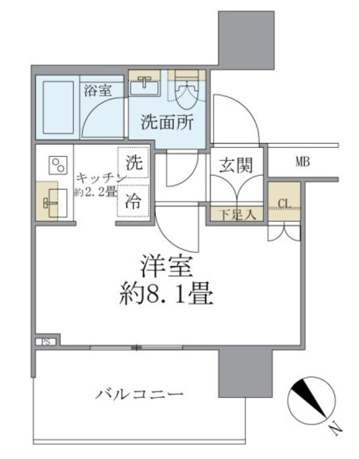 BRILLIA TOWER 浜離宮(ワンルーム/10階)の間取り写真
