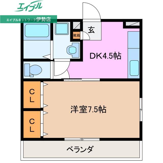 りんどう III(1DK/3階)の間取り写真