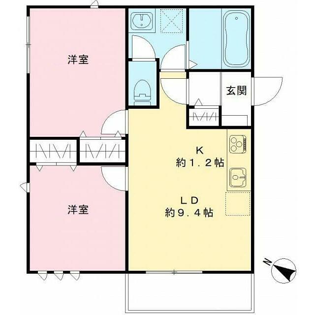 カームコートK(2LDK/3階)の間取り写真
