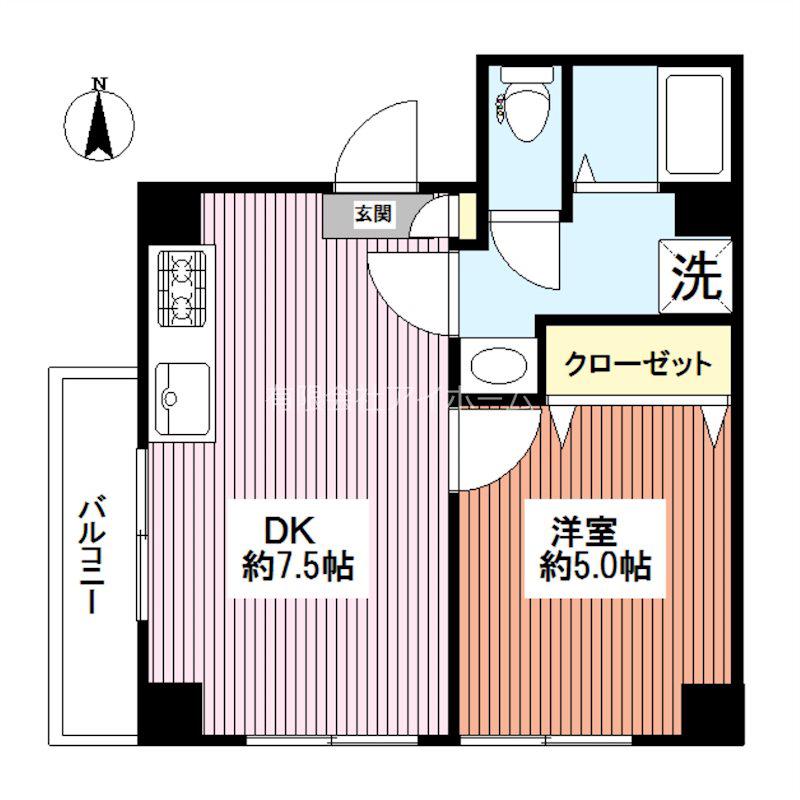豊住コーポ(1DK/5階)の間取り写真