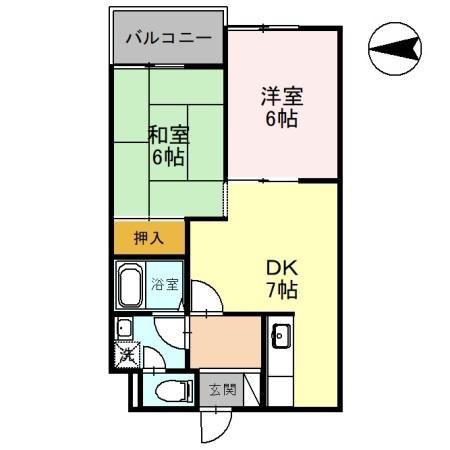 KUハイツ(2DK/3階)の間取り写真