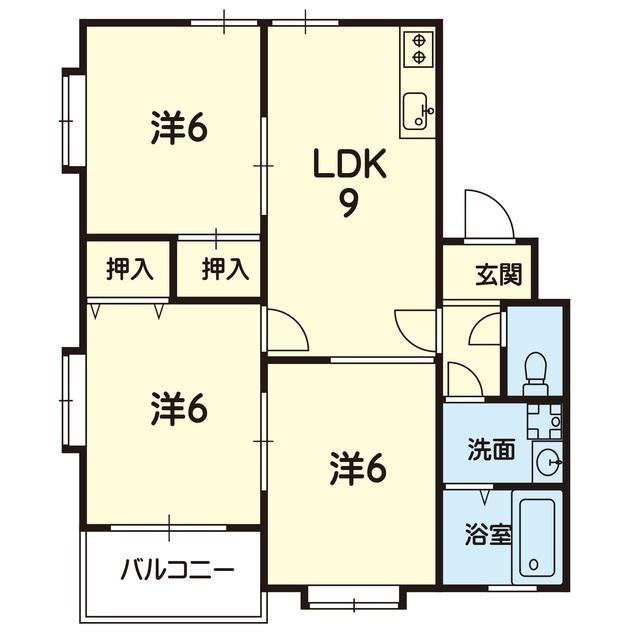ハーモニーハウスII A棟(3LDK/2階)の間取り写真