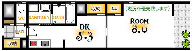 第10寺前ビル(1DK/6階)の間取り写真