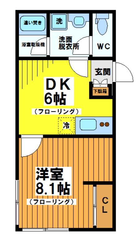 ノース下北沢(1DK/2階)の間取り写真