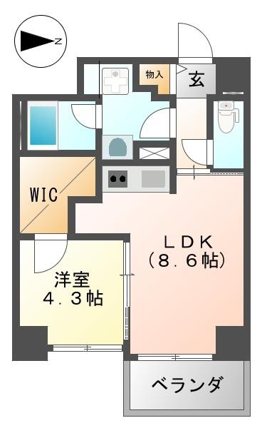 ネクストステージ立花(1LDK/9階)の間取り写真