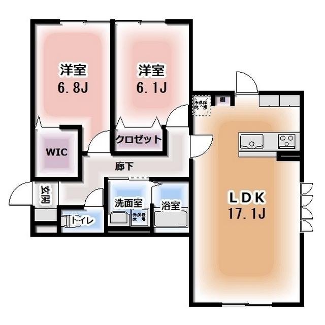 KOMOREBI GARDEN中田本町A(2LDK/1階)の間取り写真