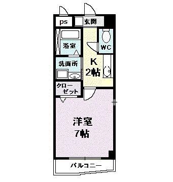 プラシードカーサ(1K/2階)の間取り写真