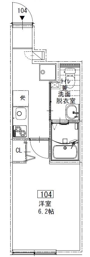 ソルナクレイシア西荻窪Ⅱ(1K/1階)の間取り写真