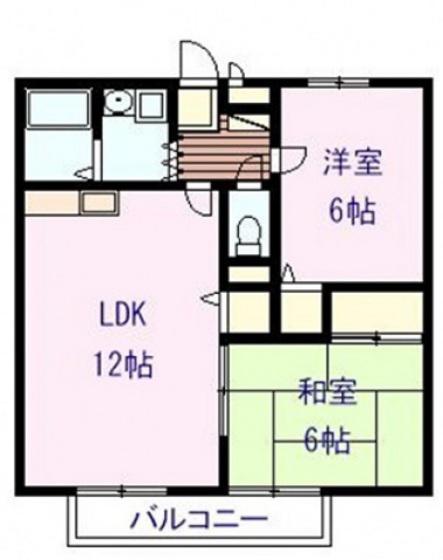 サンガーデン上安 B(2LDK/1階)の間取り写真