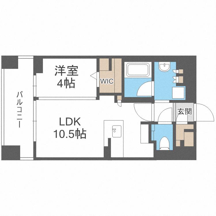デュオヴェール札幌北大前グレイス(1LDK/8階)の間取り写真