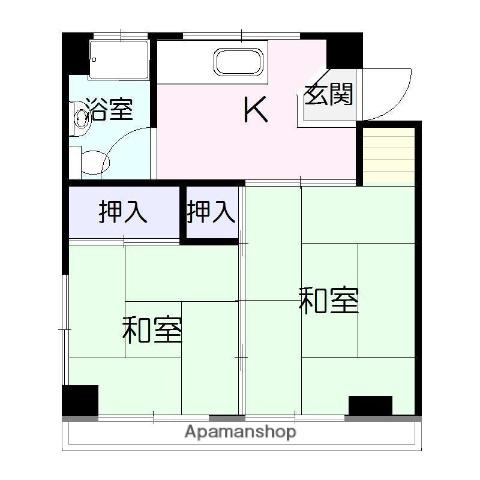 中島ビル(2K/4階)の間取り写真