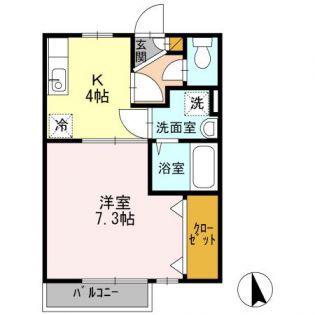 セジュールコンフォール(1K/2階)の間取り写真