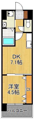 プレミア片野(1DK/4階)の間取り写真