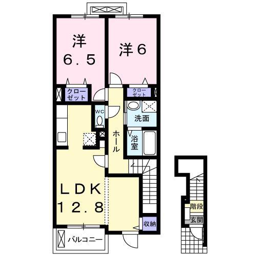 ソレアードD(2LDK/2階)の間取り写真
