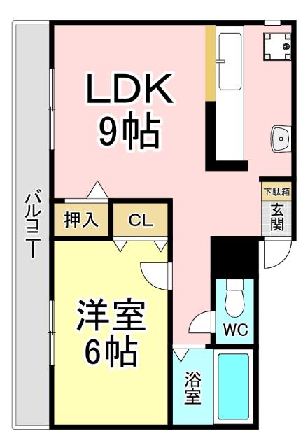 コーポグリーンヒル(1LDK/4階)の間取り写真