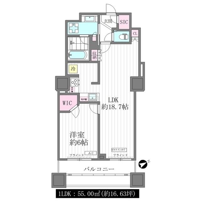 中野ツインマークタワー(1LDK/24階)の間取り写真