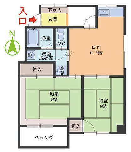 コーポF(2LDK/2階)の間取り写真