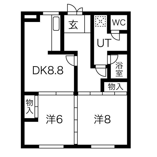 パークプラザ松島(2DK/7階)の間取り写真