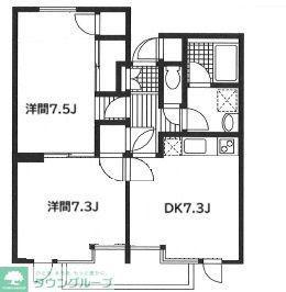 エマーレ永山(2DK/2階)の間取り写真