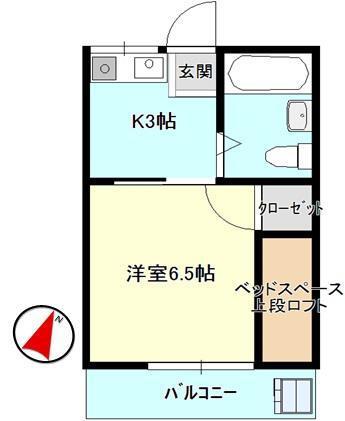 BA春日I(1K/2階)の間取り写真