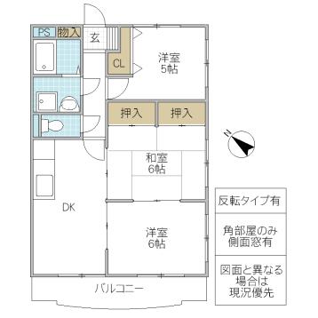 サンパル・21(3DK/2階)の間取り写真