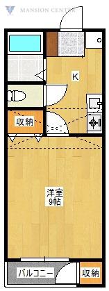 ハピネスKII(1K/2階)の間取り写真
