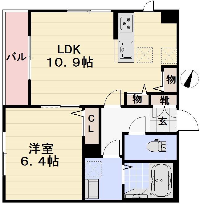 メゾン中内(1LDK/1階)の間取り写真