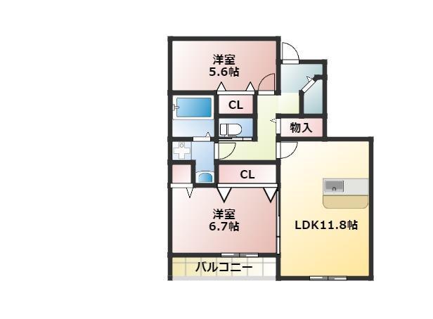 エレクトラ(2LDK/1階)の間取り写真