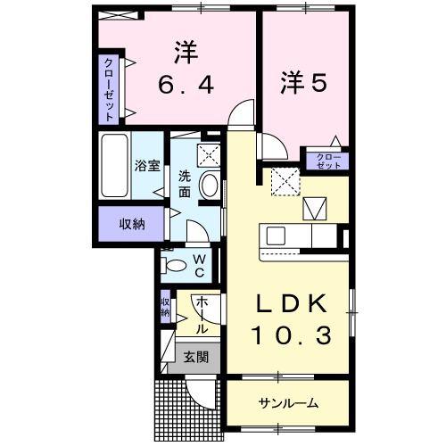 フジ テラス(2LDK/1階)の間取り写真