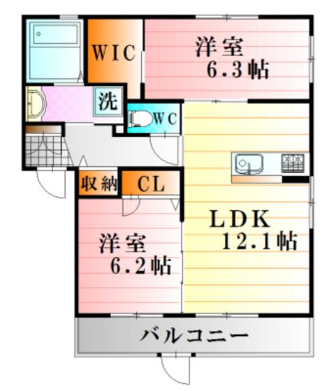 シャーメゾンメイ(2LDK/3階)の間取り写真