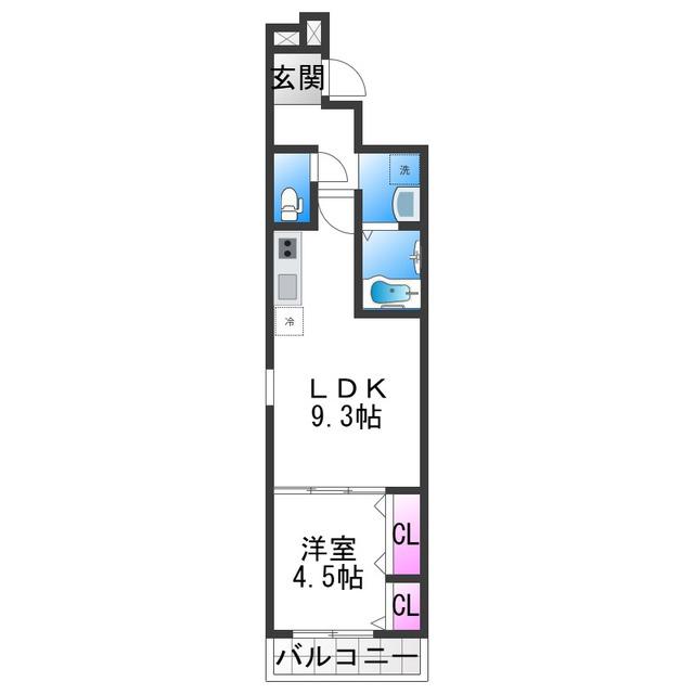 フジパレス今川公園東I番館(1LDK/1階)の間取り写真