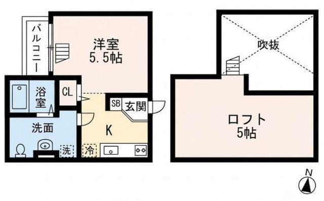CLOUD鳳(ワンルーム/1階)の間取り写真