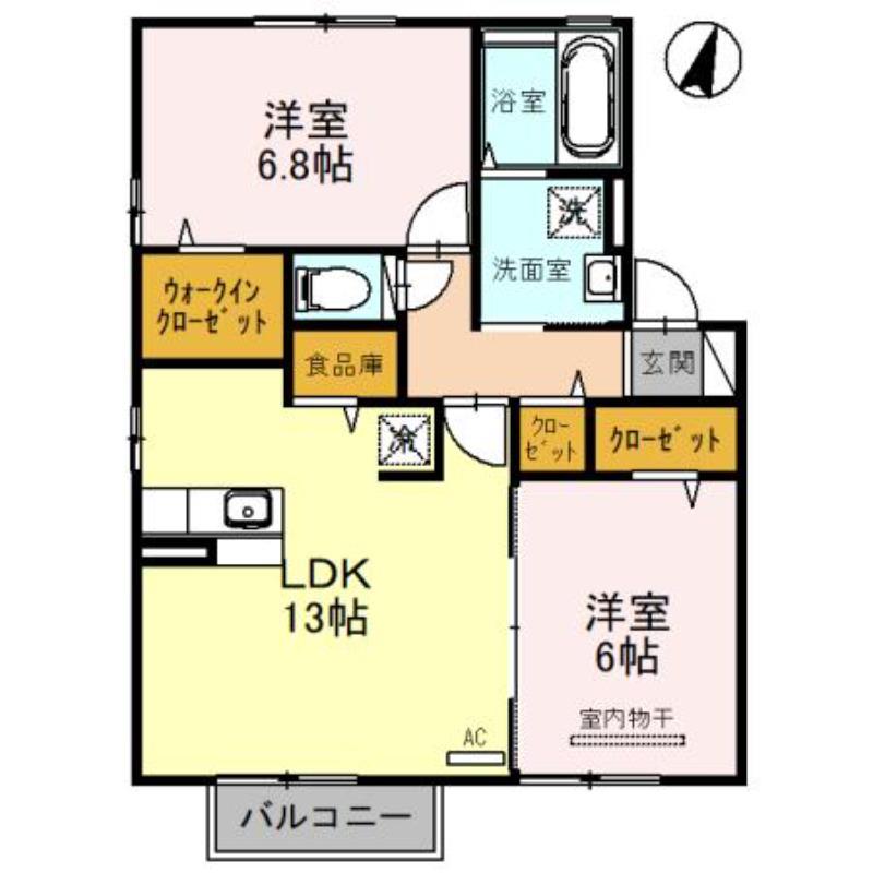 ビーノII(2LDK/2階)の間取り写真