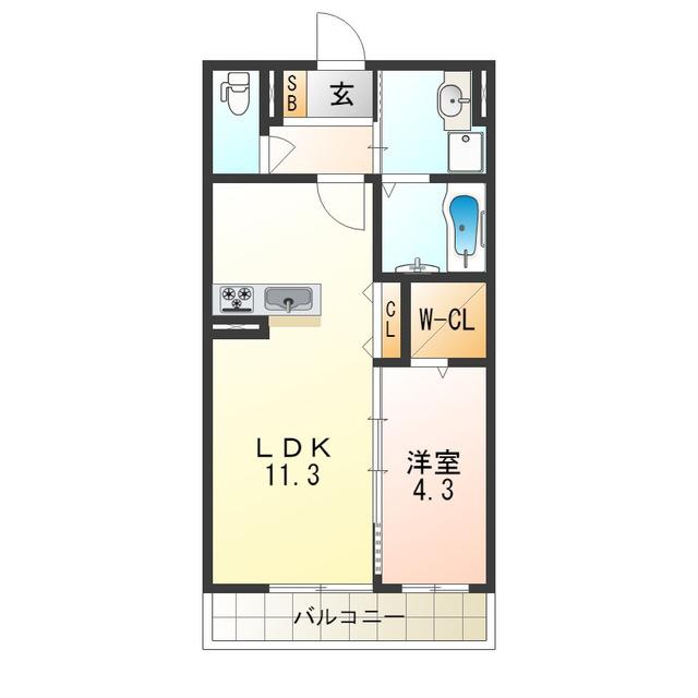アーブル ヴィラージユ(1LDK/1階)の間取り写真