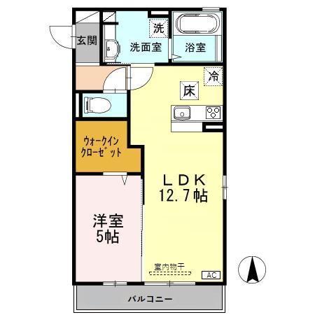 プリメーラ参番館(1LDK/1階)の間取り写真