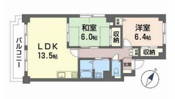 ショウリュウビル(2LDK/2階)の間取り写真