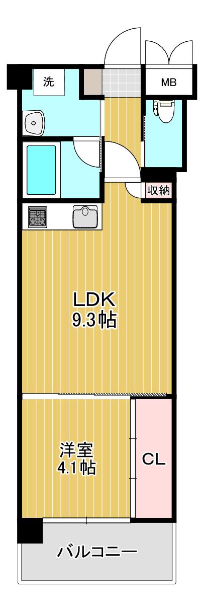 ウイングス西本(1LDK/10階)の間取り写真