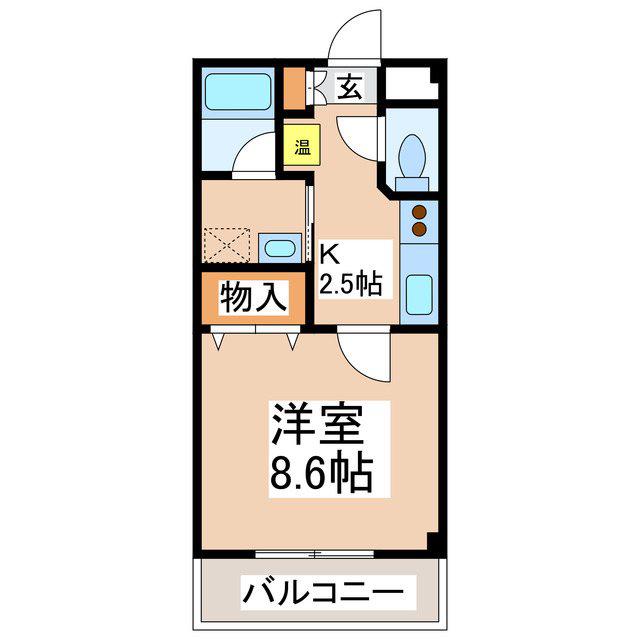 エヴァーグリーン本町(1K/2階)の間取り写真