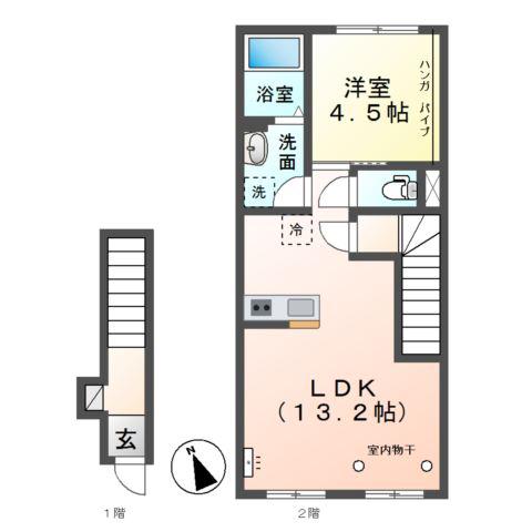 ソフィア(1LDK/2階)の間取り写真
