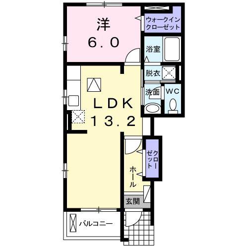 シャン・ド・フルールI(1LDK/1階)の間取り写真
